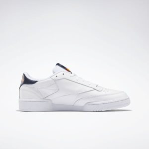 Adidasy Męskie Reebok Club C 85 Białe/Granatowe/Pomarańczowe PL 42JNIYZ